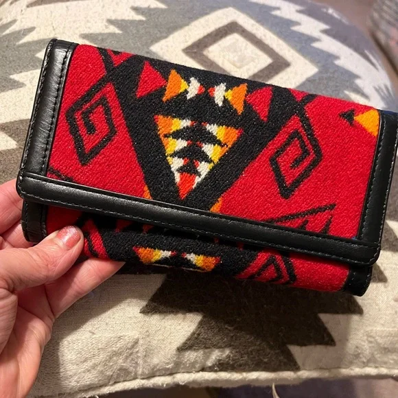 SOLD **Wallet Wool Indian Saddle blanket southwestern tribal - Picture 2 of 11